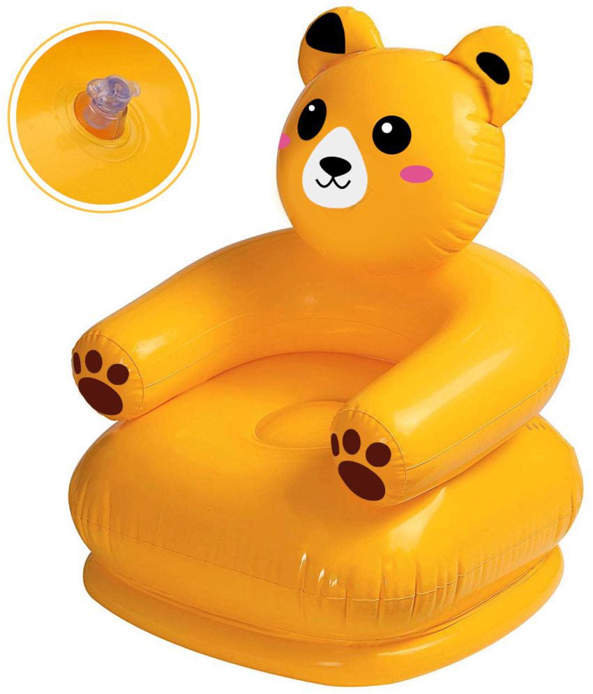NHR Inflatable Happy Animal Teddy Bear Shape Chair for Kids (3+ Years, Yellow)