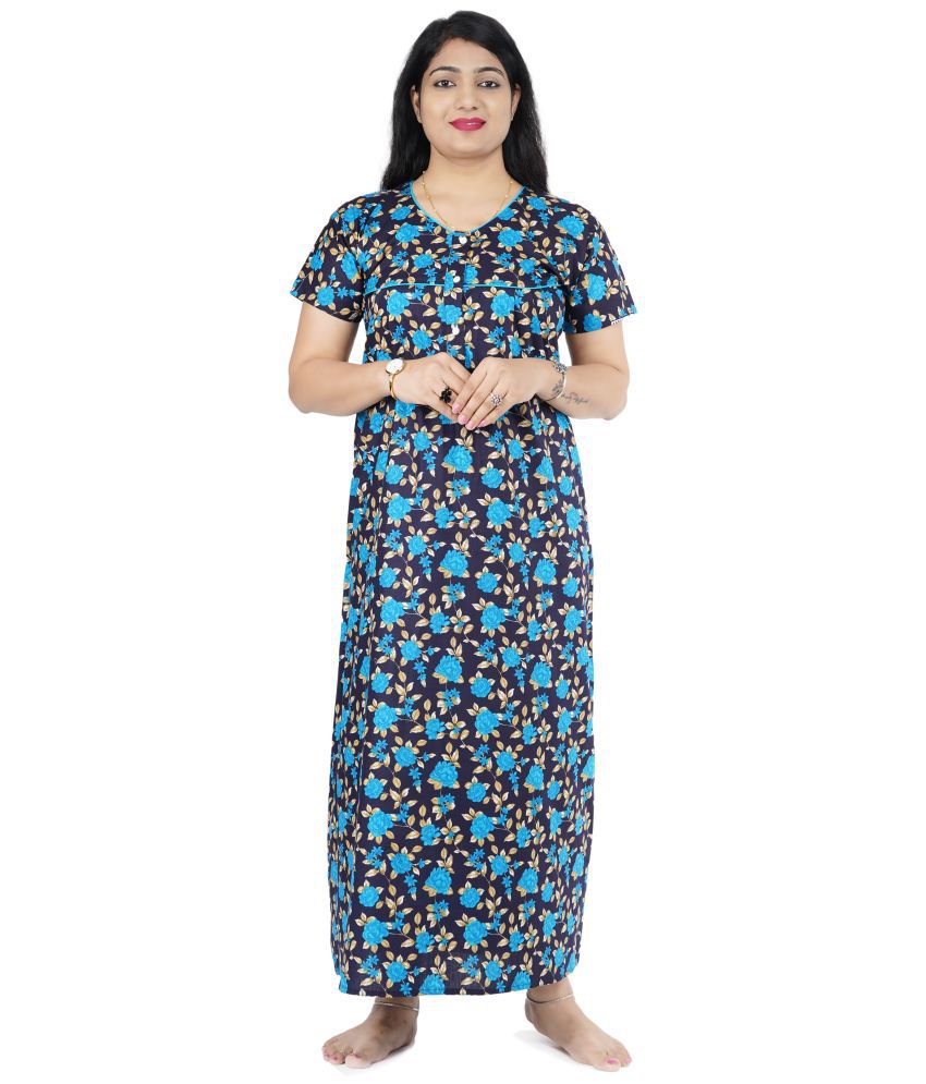     			Favnic Cotton Nighty & Night Gowns - Blue