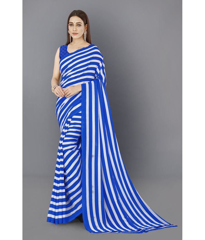     			ANAND SAREES Blue Renial Saree - Single