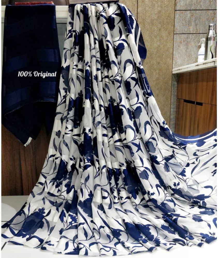     			Sitanjali Blue SATIN Saree - Single