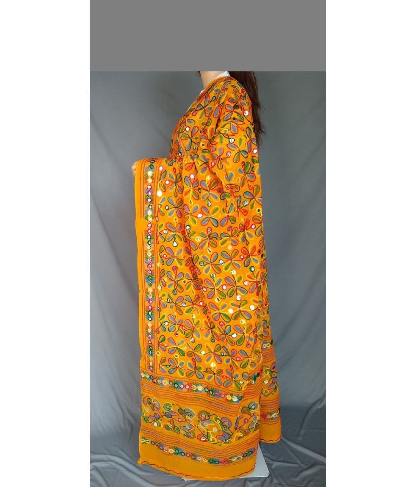     			Apratim Yellow Cotton Dupatta - Single