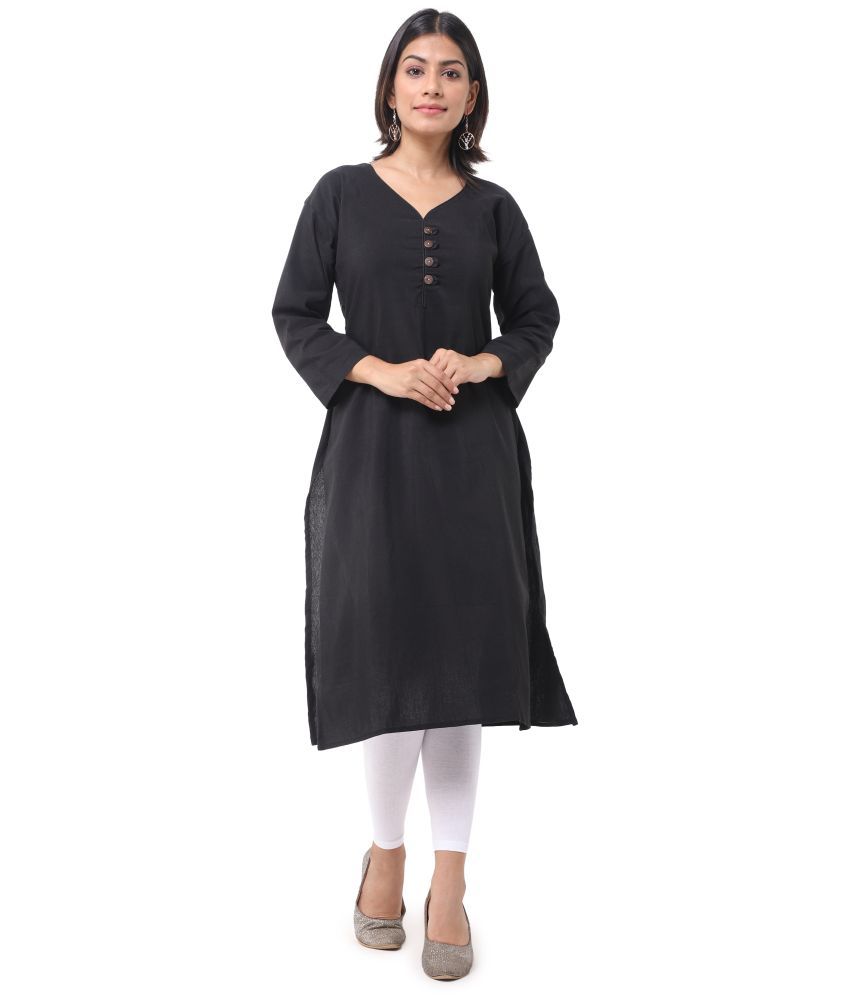     			DESHBANDHU DBK - Black Cotton Women's Straight Kurti