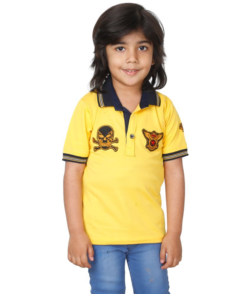     			Fourfolds Pack of 1 Boys Cotton Blend Polo T-Shirt ( Yellow )