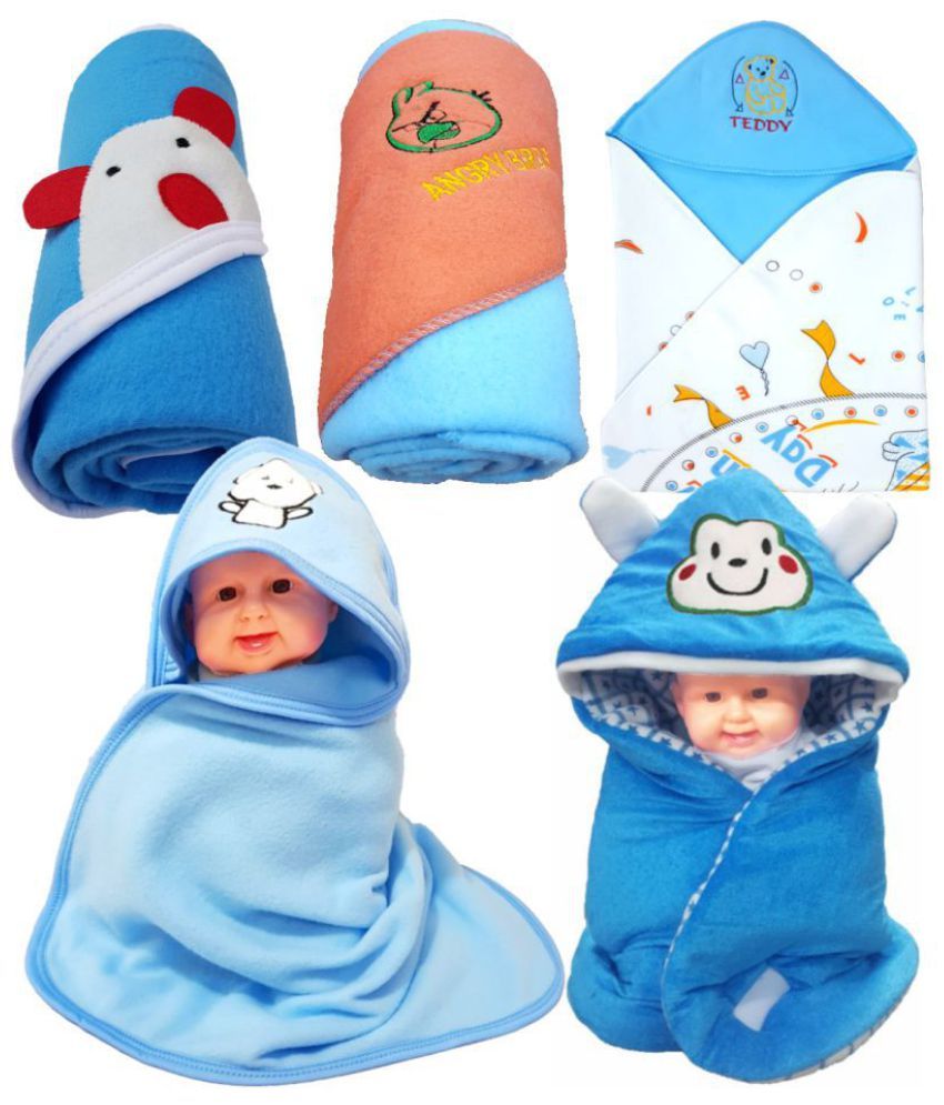 Brandonn MultiColour Flannel Baby Blanket ( 66 cm × 66 cm 5 pcs) Buy