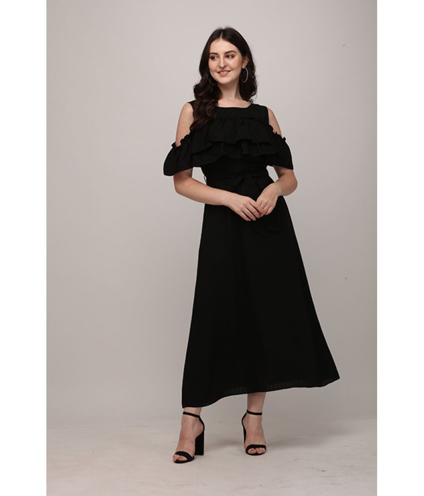     			Berrylicious Georgette Black Fit And Flare Dress -
