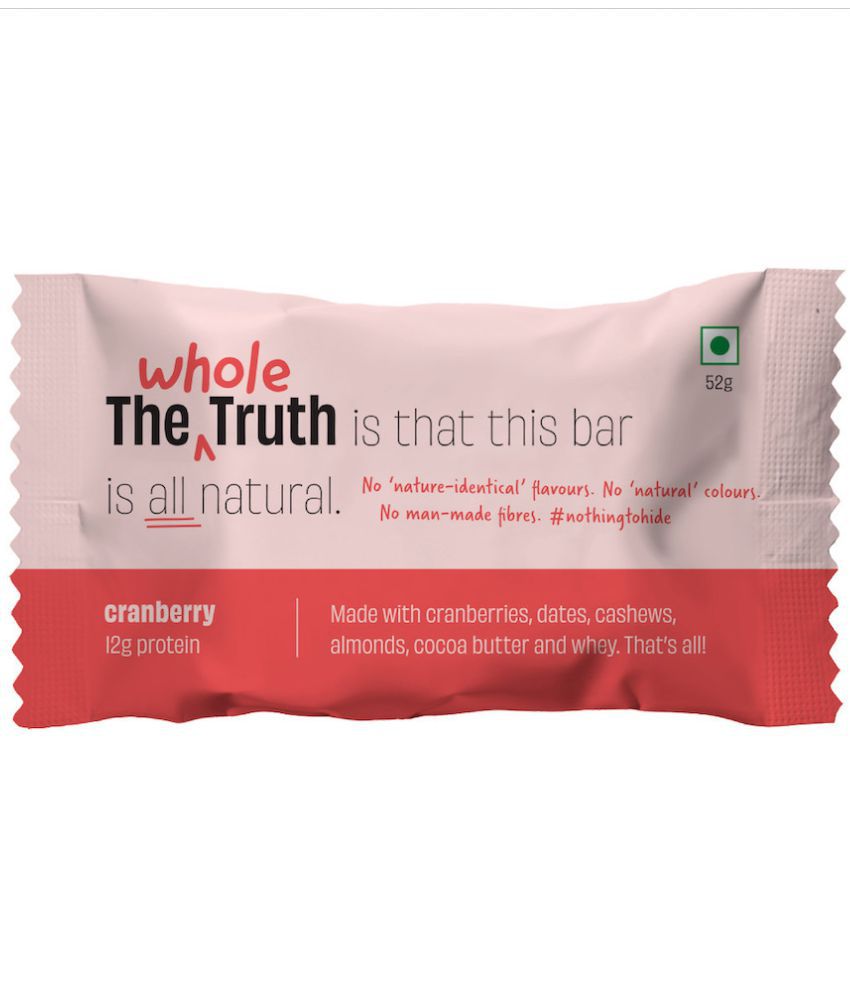     			The Whole Truth - Protein Bars - Cranberry - Pack of 6 (6 x 52g) - No Added Sugar - All Natural