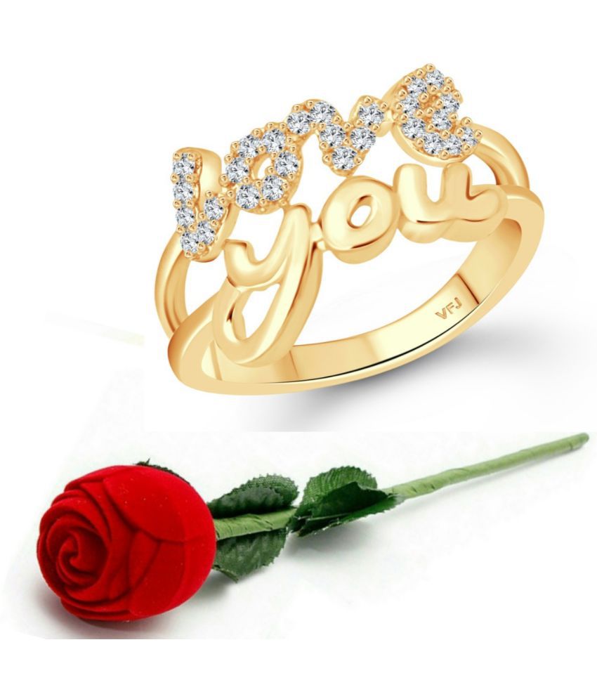     			Valentine message Love  (CZ) Gold Plated  Ring