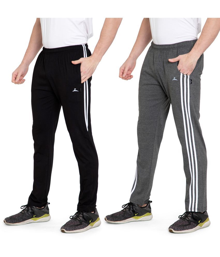     			Zeffit Solid Men Black, Grey Track Pants (Pack Of 2 )