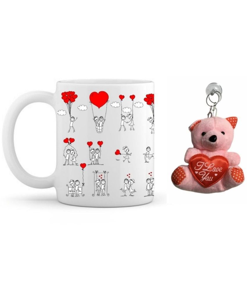 thriftkart Ceramic mug with teddy Gifting Mugs - Pack of 1