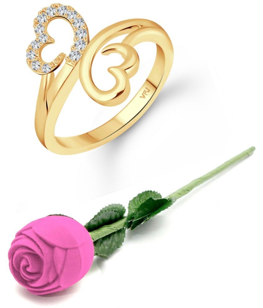     			valentine day ring rose box  Modish Double Heart (CZ) Gold Plated  Ring