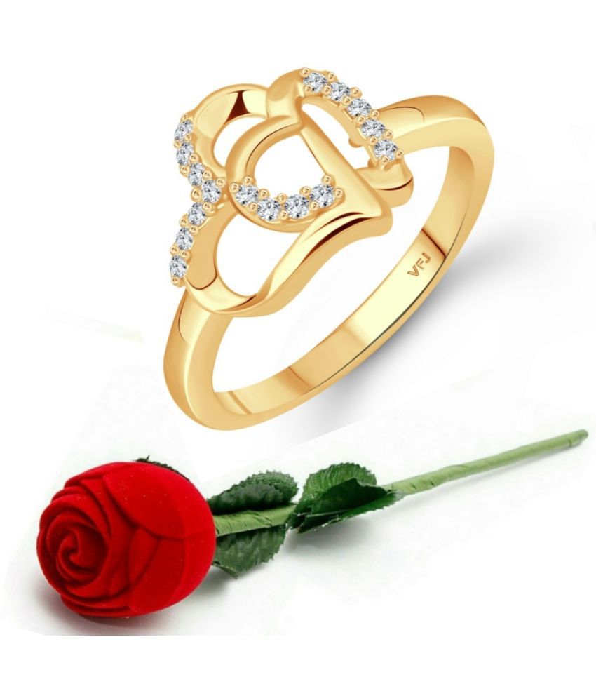    			valentine day ring rose box  Loveble Heart (CZ) Gold Plated Ring