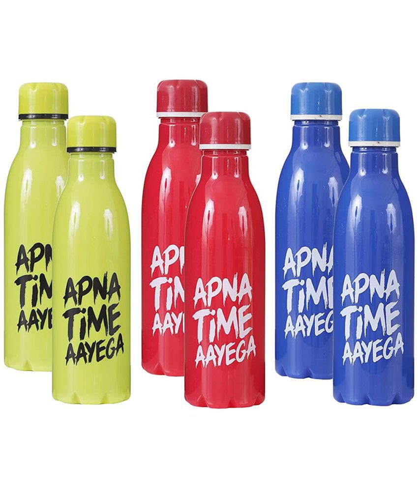     			KIVYA Return Gifts for Kids in Bulk Apna Time Ayega Water Bottles for Children Gift for Girls / Boys , Multi Color - Pack of 6