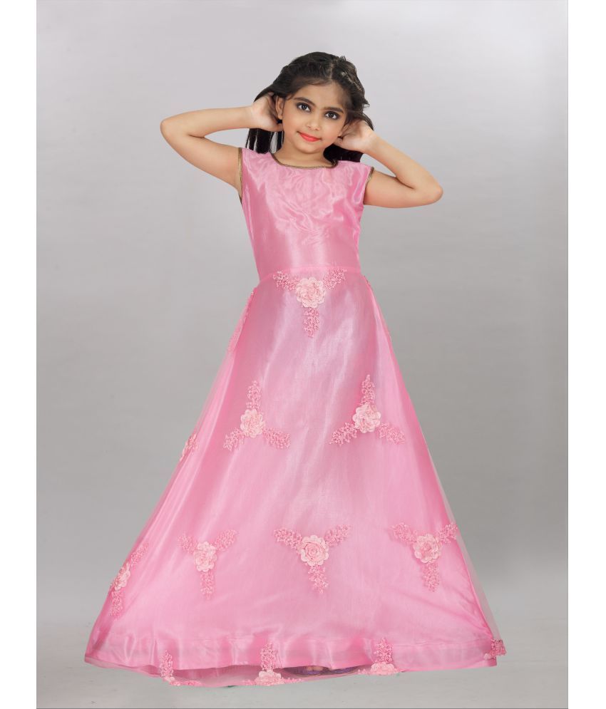     			JULEE - Pink Net Girls Gown ( Pack of 1 )