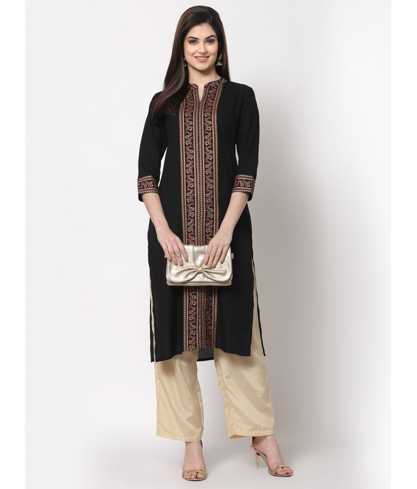     			Kbz Black Rayon Straight Kurti - Single