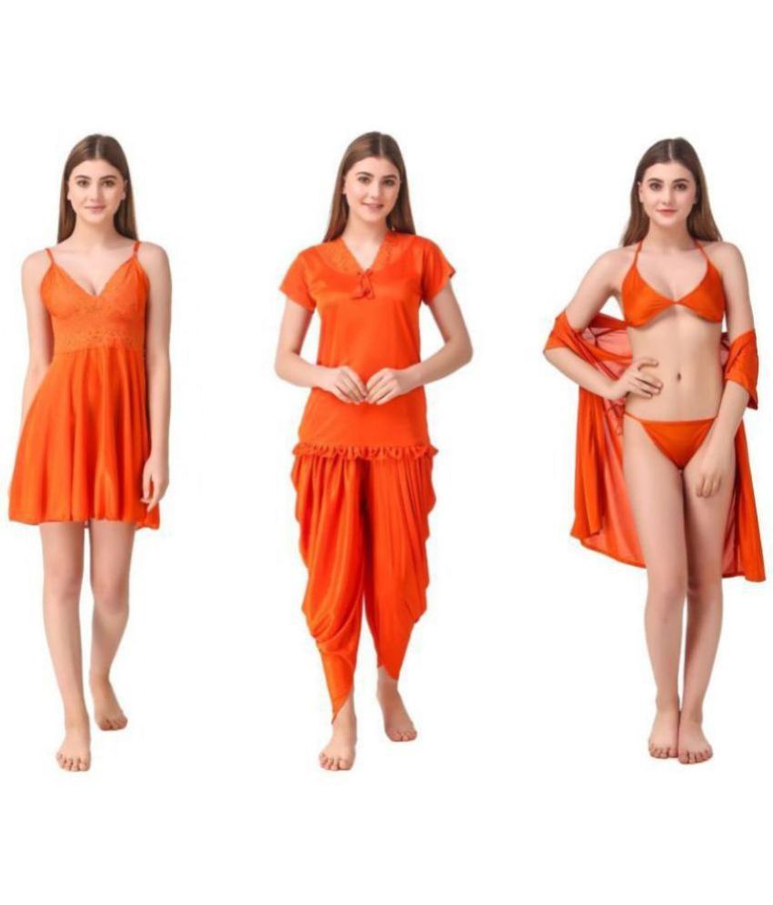     			Romaisa Satin Night Dress - Orange Pack of 6