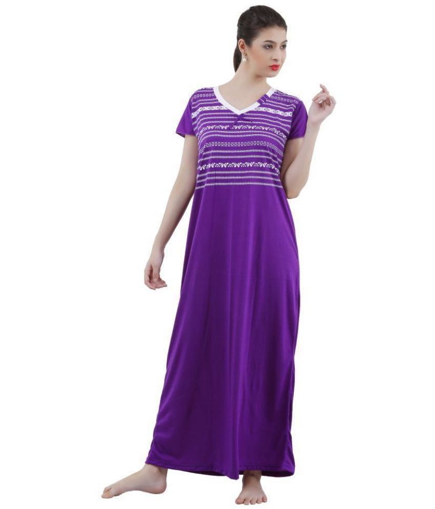     			Romaisa Satin Nighty & Night Gowns - Purple Single