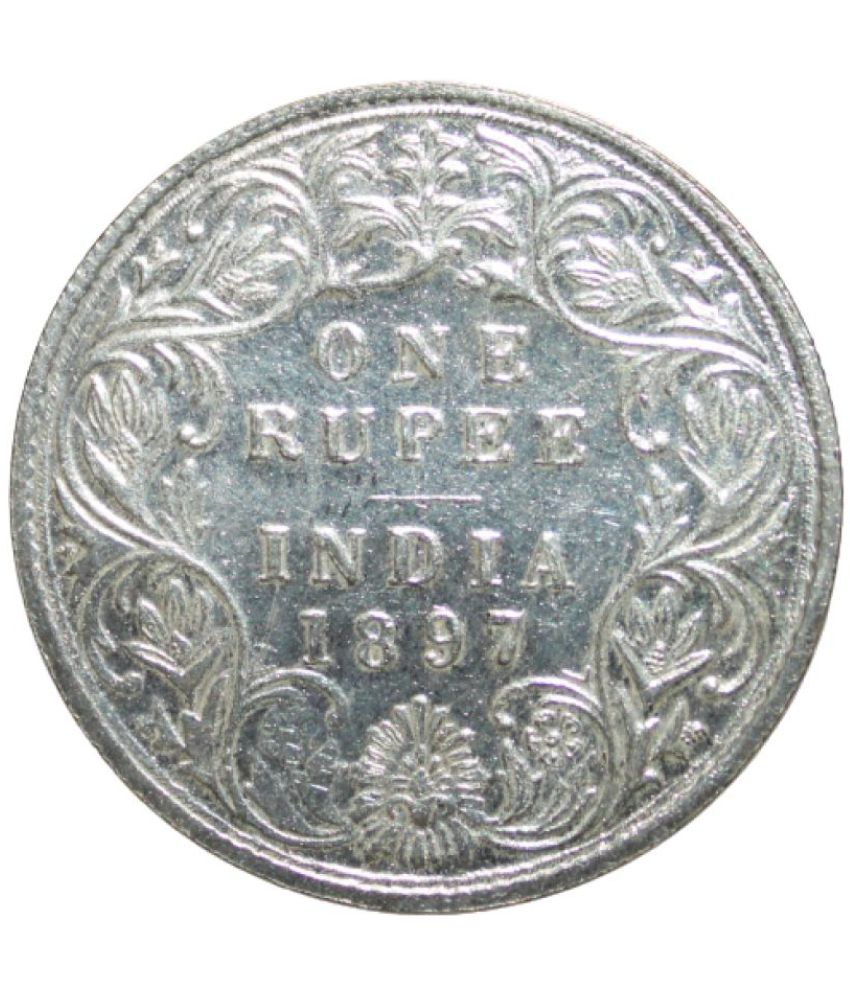     			Flipster - 1 Rupee 1897 Victoria Queen india Silverplated Fancy Rare Coin 1 Numismatic Coins