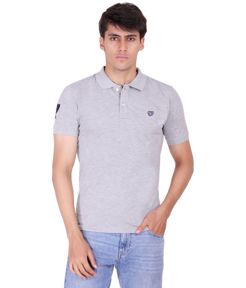     			SAM AND JACK Grey Polyester Cotton Plain Polo T Shirt Single Pack