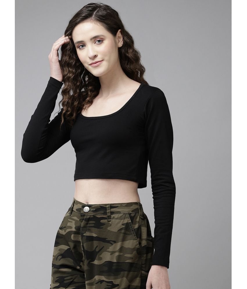 The Dry State Cotton Lycra Crop Tops - Black