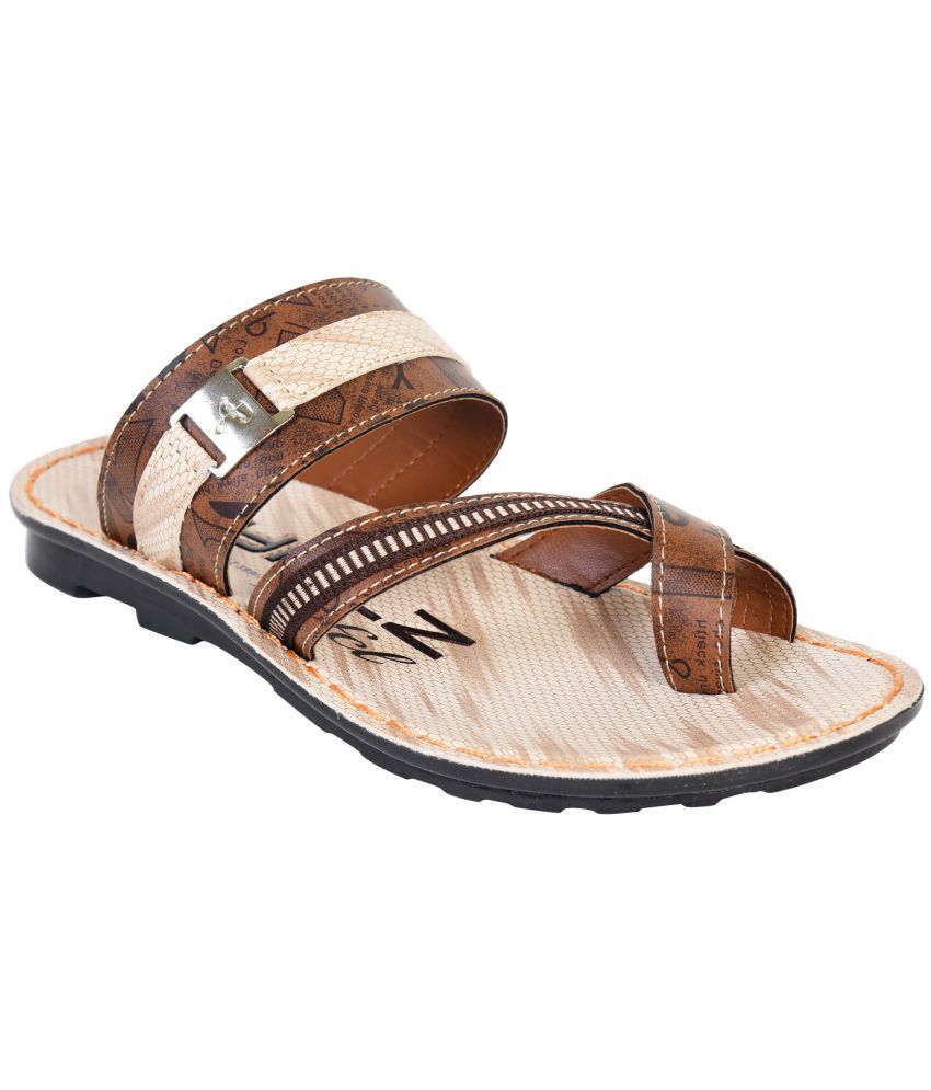 Buy Ajanta - Brown Leather Slipper 