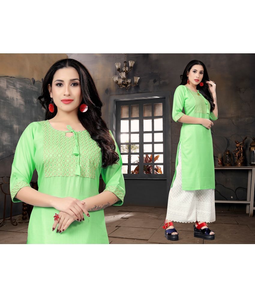     			Dhruvanshi Enterprise - Green Rayon Women's Straight Kurti