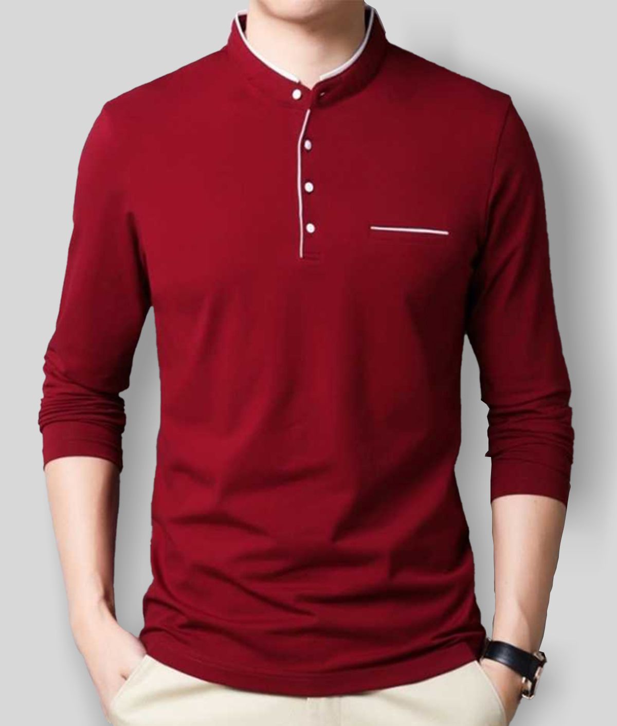     			AUSK - Red Cotton Blend Regular Fit Men's T-Shirt ( Pack of 1 )