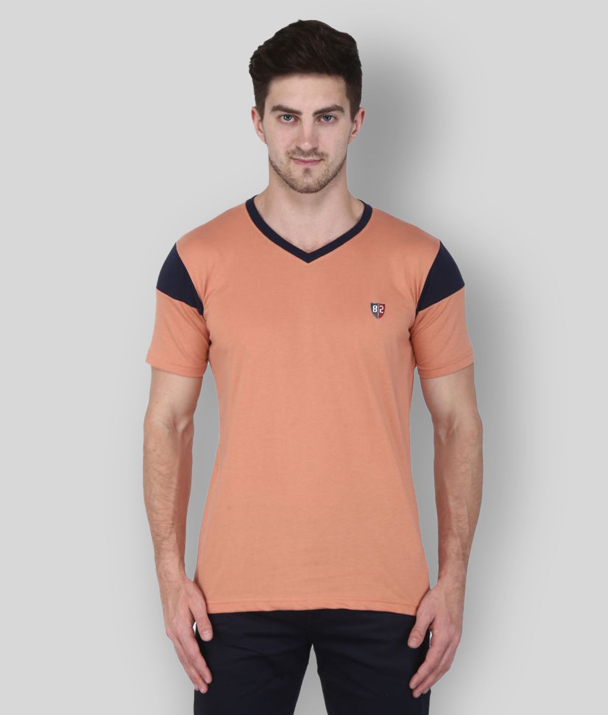     			GENTINO - Peach Cotton Blend Regular Fit Men's T-Shirt ( Pack of 1 )