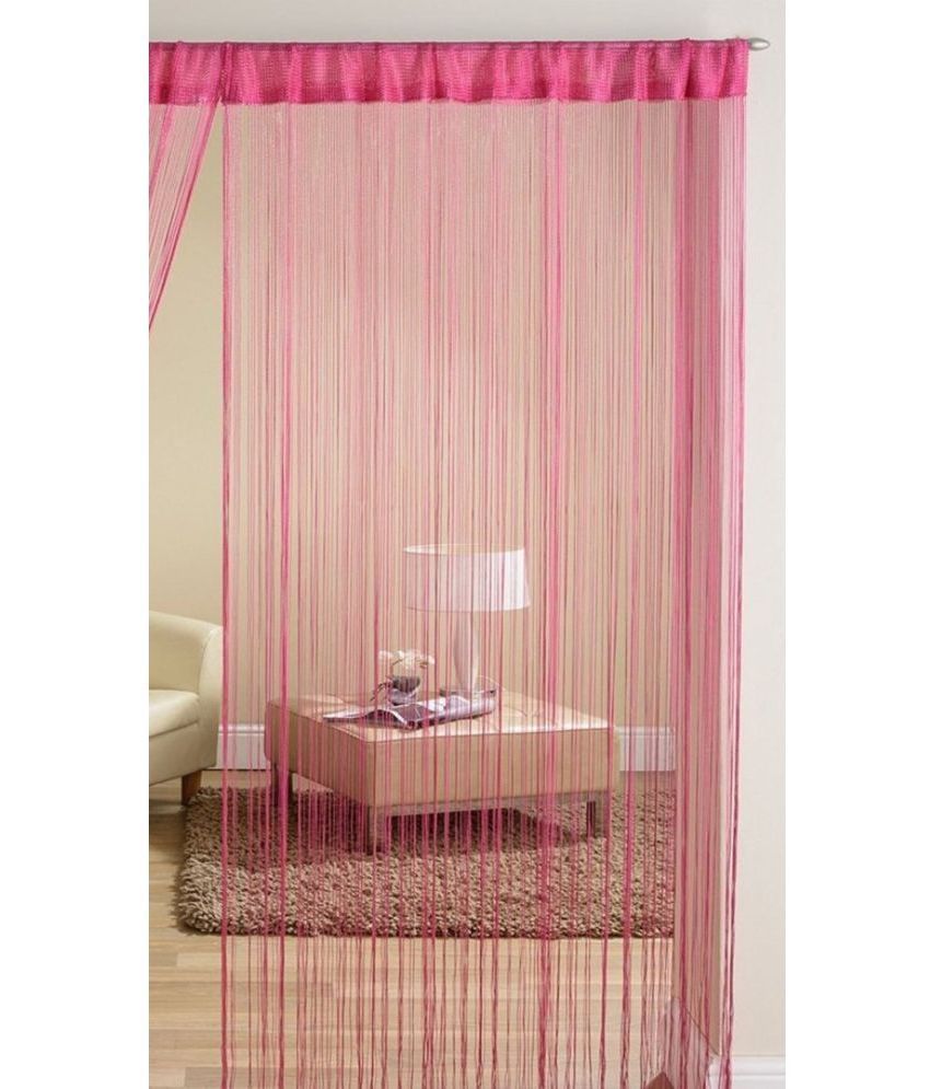     			Homefab India Solid Semi-Transparent Rod Pocket Door Curtain 7ft (Pack of 1) - Pink