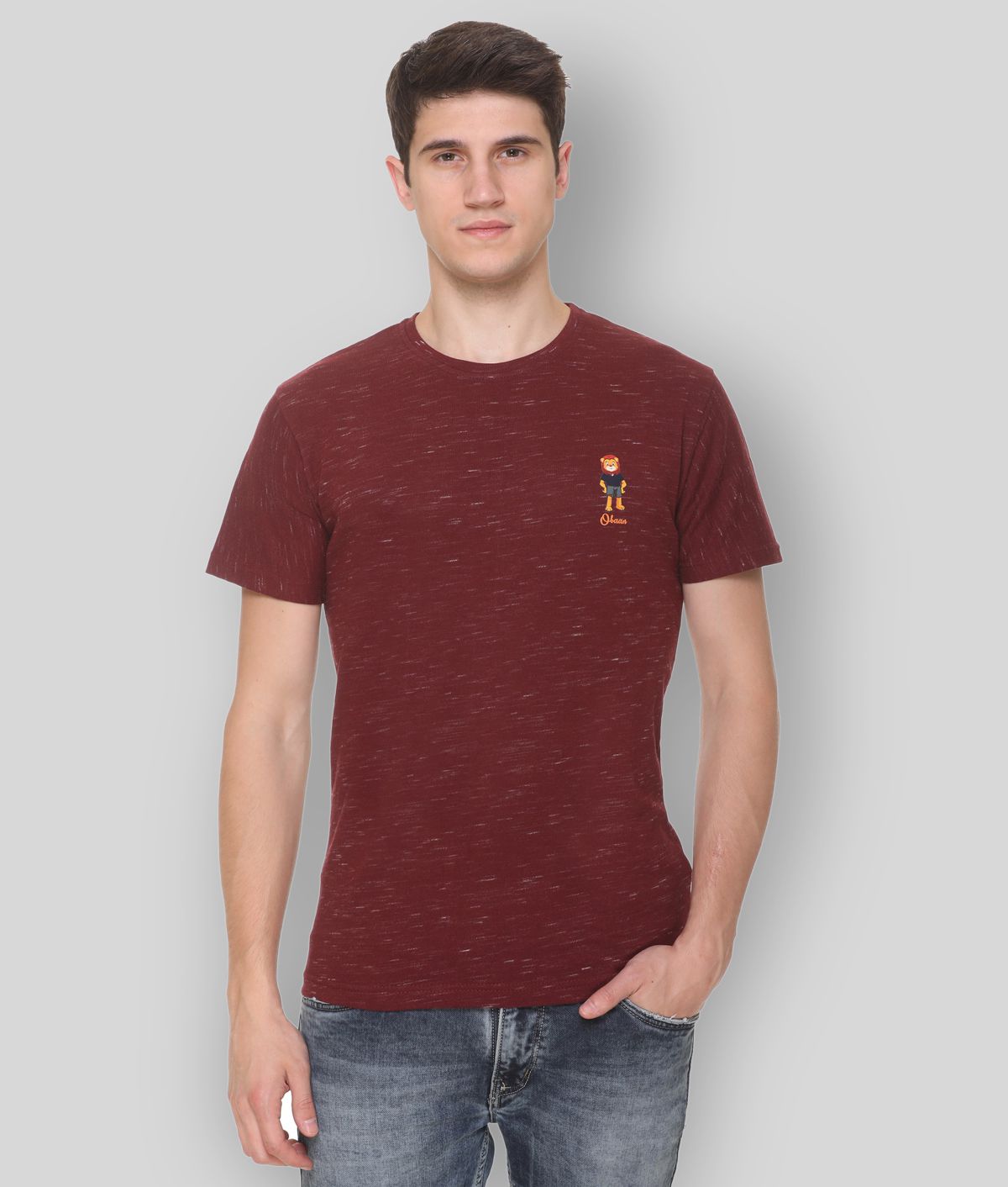     			OBAAN - Maroon Cotton Regular Fit Men's T-Shirt ( Pack of 1 )