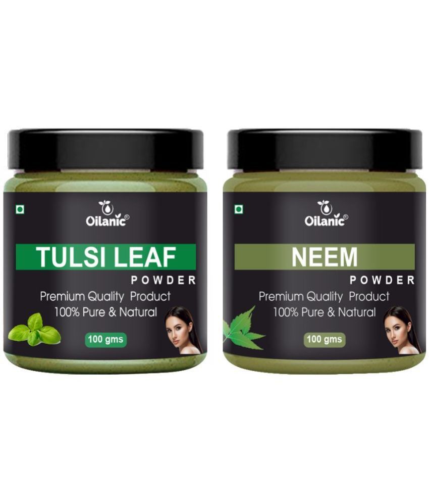     			Oilanic 100% Pure Tulsi Powder & Neem Powder For Skincare Hair Mask 200 g Pack of 2