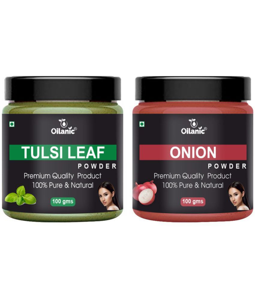     			Oilanic 100% Pure Tulsi Powder & Onion Powder For Skincare Hair Mask 200 g Pack of 2