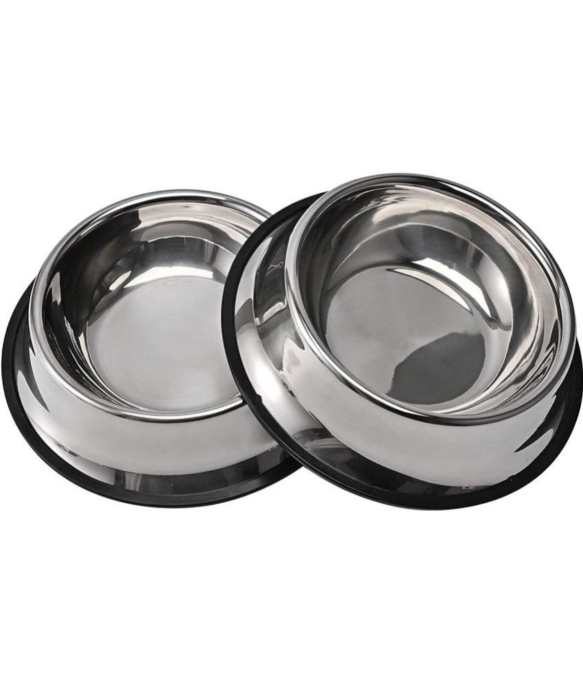     			Peachberry Stainless Steel Dog Bowl with Rubber Base for Small/Medium/Large/Extra Large Dogs & Cats Pets Feeder Bowl and Water Bowl Perfect Choice (Capacity 470ml, Set of 2)