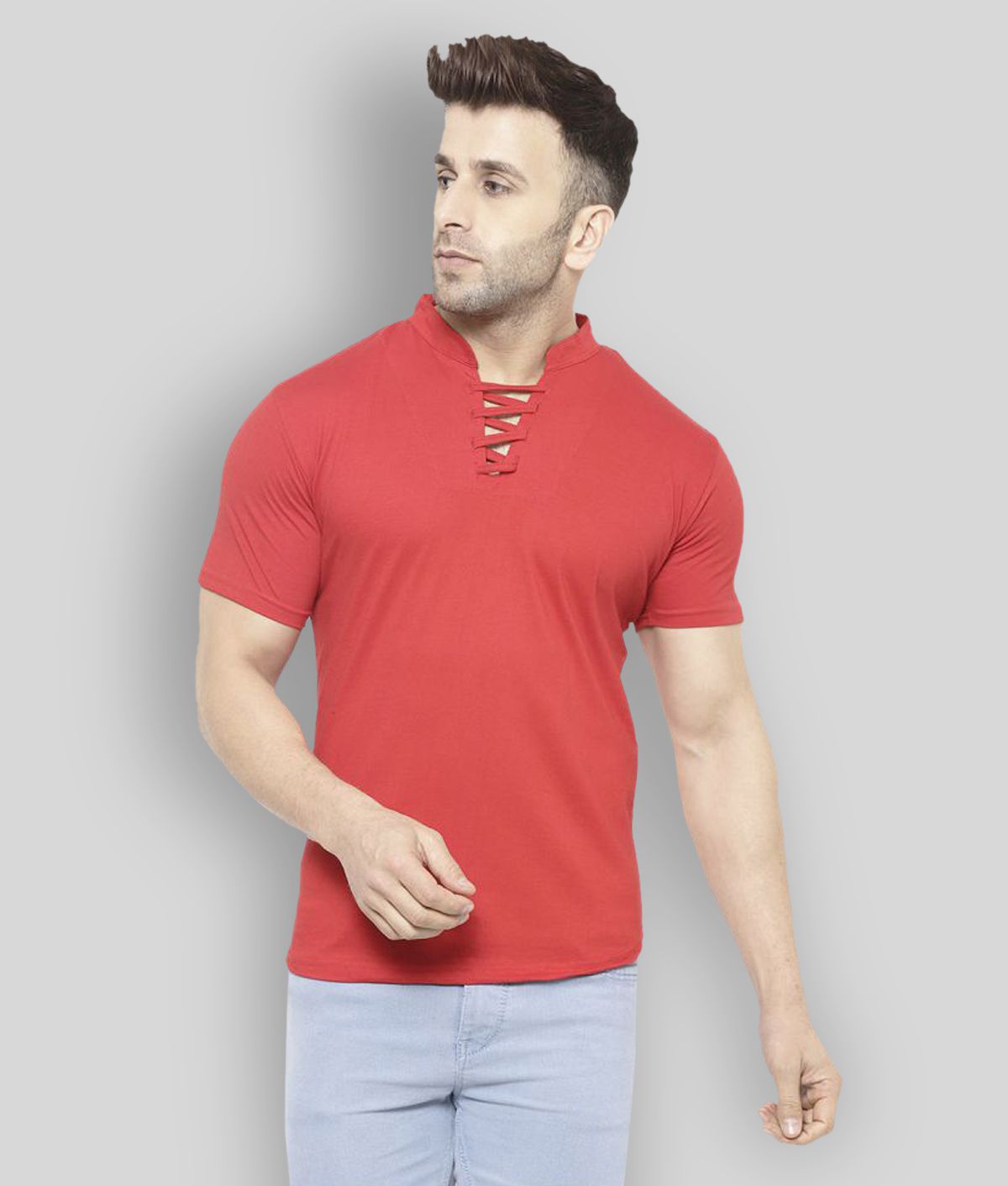Dagcros - Red Cotton Regular Fit  Men's T-Shirt ( Pack of 1 )