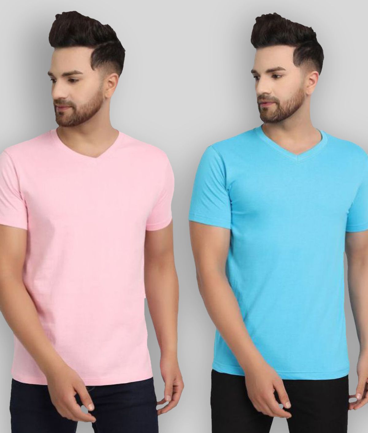     			ESPARTO - Blue Cotton Regular Fit Men's T-Shirt ( Pack of 2 )