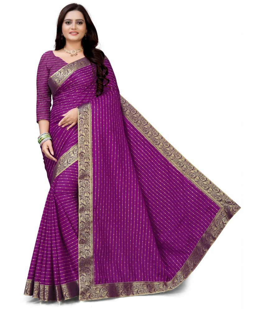     			Gazal Fashions - Purple Sana Silk Saree With Blouse Piece ( Pack of 1 )