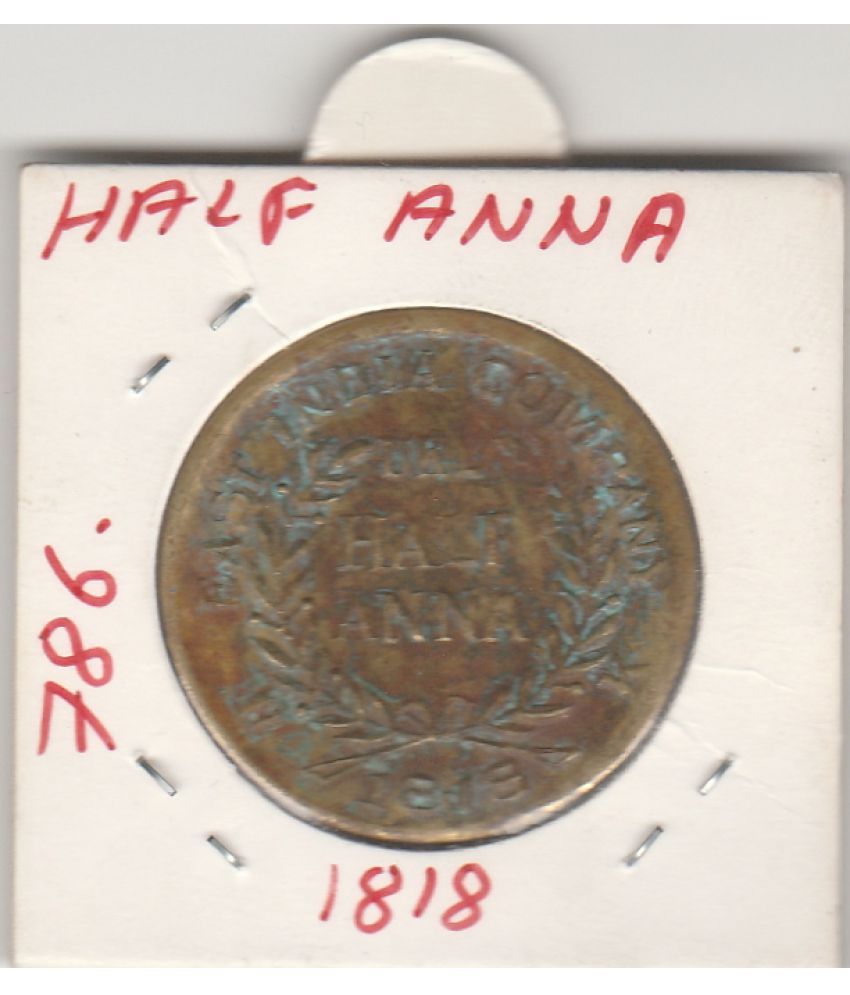     			NUMISMATTECLY  RARE AND COLLECTIBLE -,EAST INDIA COMPANY UK-HALF ANNA - WITH HOLY NUMBER-786- GOOD FOR COLLECTION AND GOOD LUCK CHARM.METAL-COPPER OR BRASS .IN  FINE CONDITION,WIGHT-8-GM