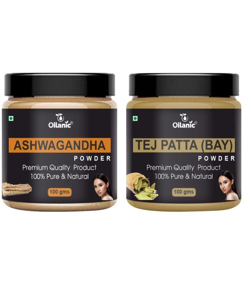     			Oilanic 100% Pure Ashwagandha Powder & Tej Patta Powder-Skincare Hair Mask 200 g Pack of 2