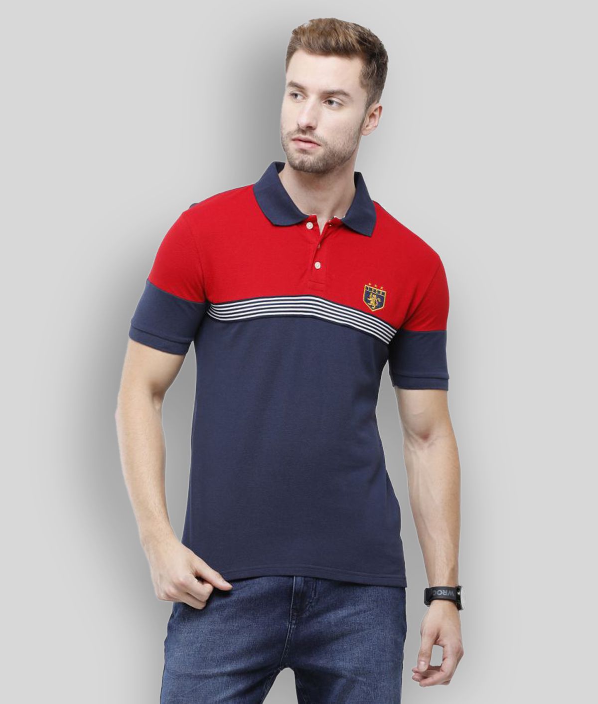     			Ardeur - Navy Cotton Blend Regular Fit Men's T-Shirt ( Pack of 1 )