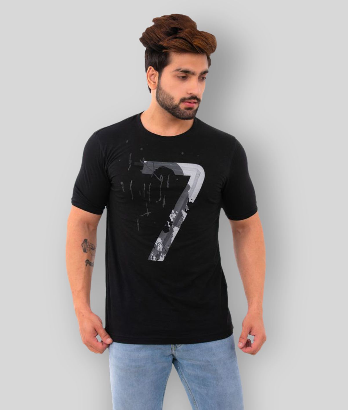     			BISHOPCOTTON - Black Cotton Blend Regular Fit  Men's T-Shirt ( Pack of 1 )