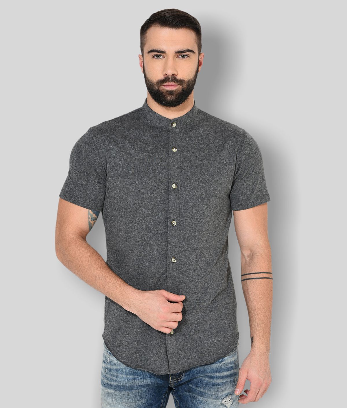     			Gritstones - Grey Cotton Blend Regular Fit Men's Casual Shirt (Pack of 1)