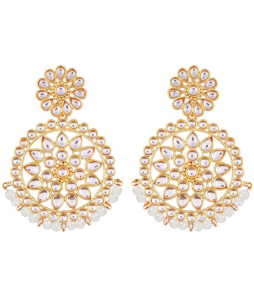     			I Jewels 18K Gold Plated Chandbali Earrings Glided With Kundans For Women/Girls (E2462W)