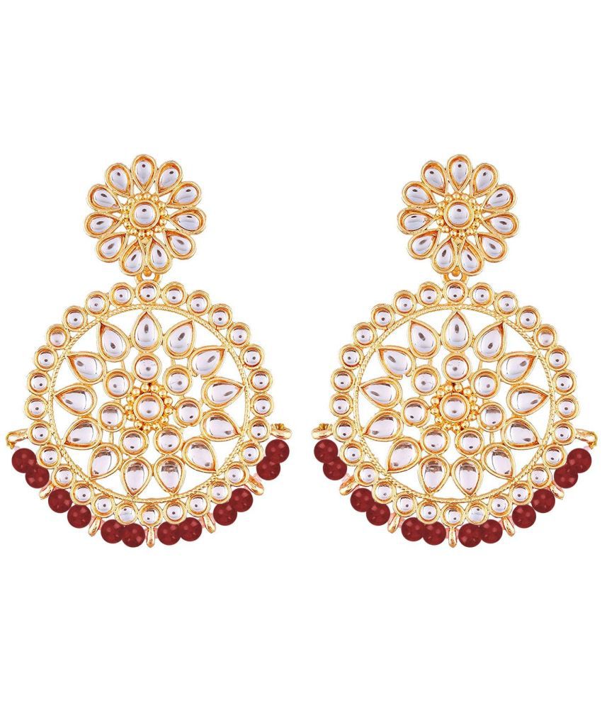     			I Jewels 18K Gold Plated Chandbali Earrings Glided With Kundans For Women/Girls (E2462R)