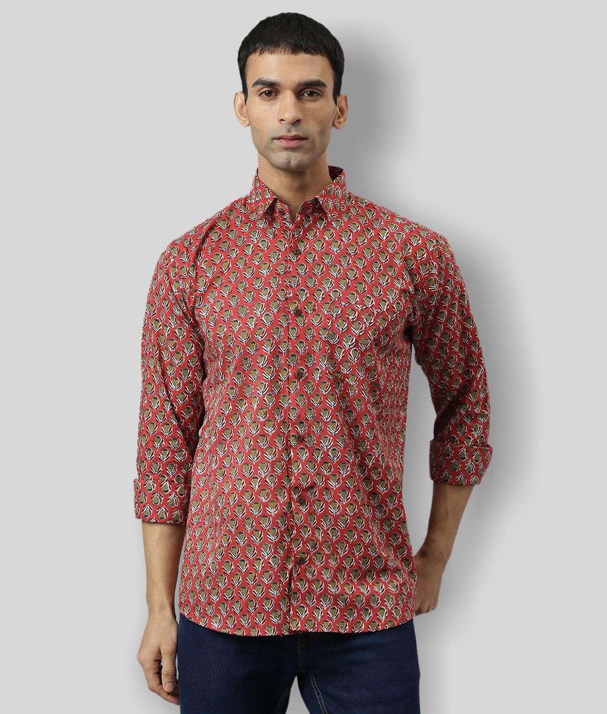     			Millennial Men - Red Cotton Regular Fit Men's Casual Shirt (Pack of 1 )