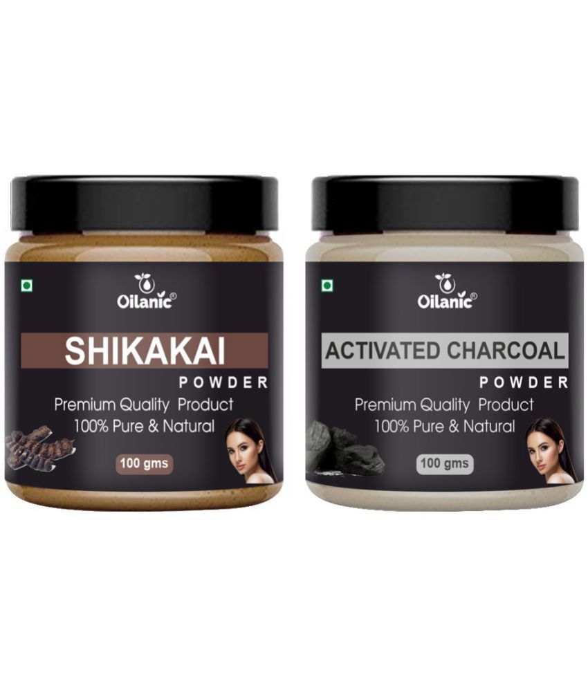     			Oilanic 100% Pure Shikakai Powder & Charcoal Powder For Skincare Hair Mask 200 g Pack of 2