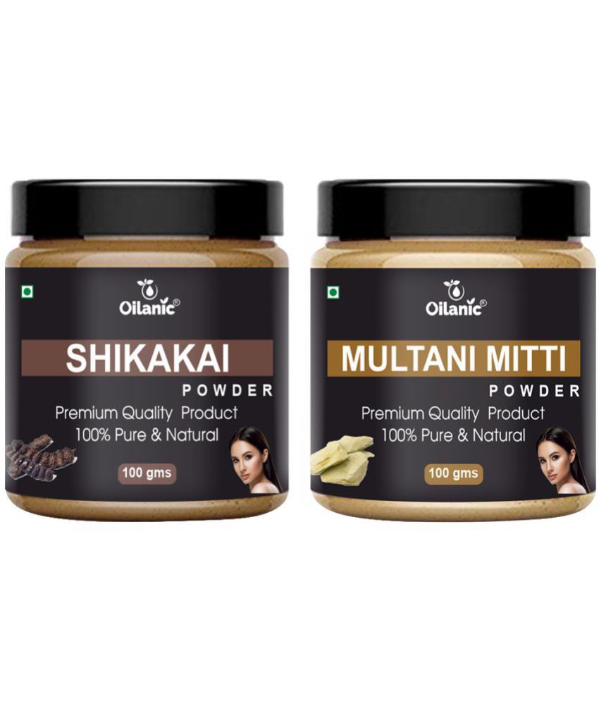     			Oilanic 100% Pure Shikakai Powder & Multani Mitti Powder-Skin Hair Mask 200 g Pack of 2