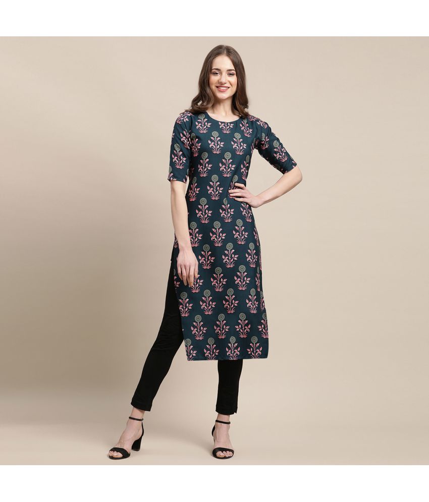     			1 Stop Fashion - Green Crepe Women's Straight Kurti ( Pack of 1 )