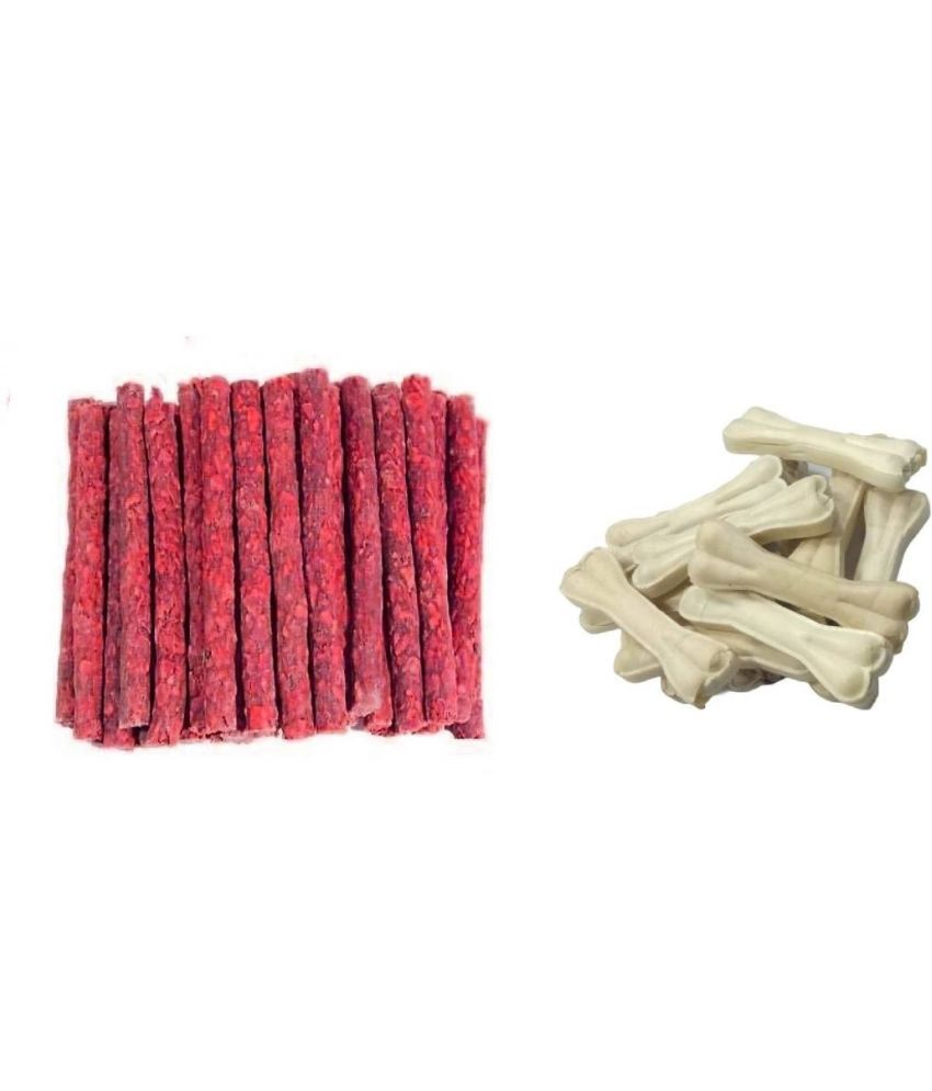     			BLACKNOSE Dog Mutton Munchy Stick Pack of 250gm + 12 Bones of 4 Inch Combo
