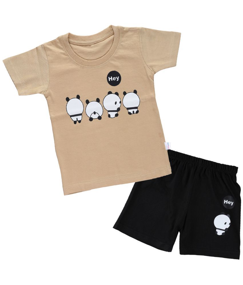     			CATCUB Boys and Girls Cotton Clothing Set - Half Sleeves (CC-176-4-5; Beige; 4-5 Years)