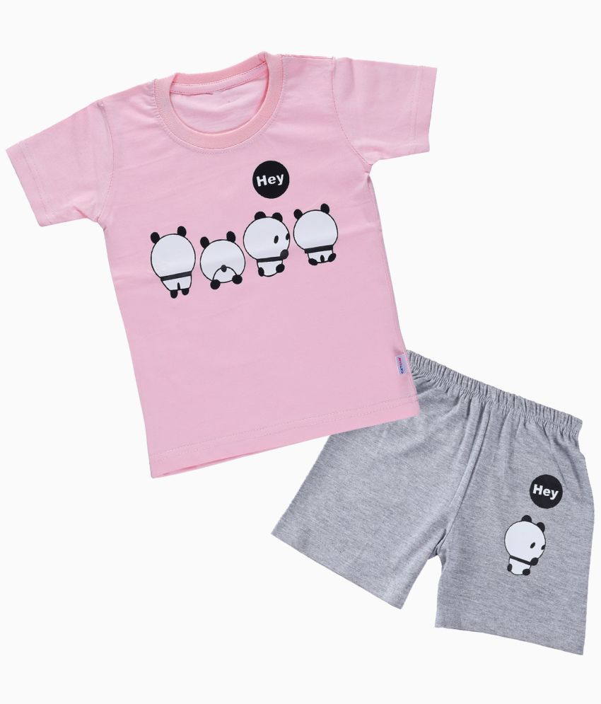     			CATCUB Boys and Girls Cotton Clothing Set - Half Sleeves (CC-174-2-3; Pink; 2-3 Years)