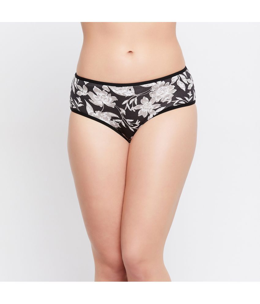     			Clovia Pack of 1 Cotton Printed Women's Hipster ( Black )